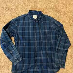 Casual Blue Plaid Button Down Shirt
